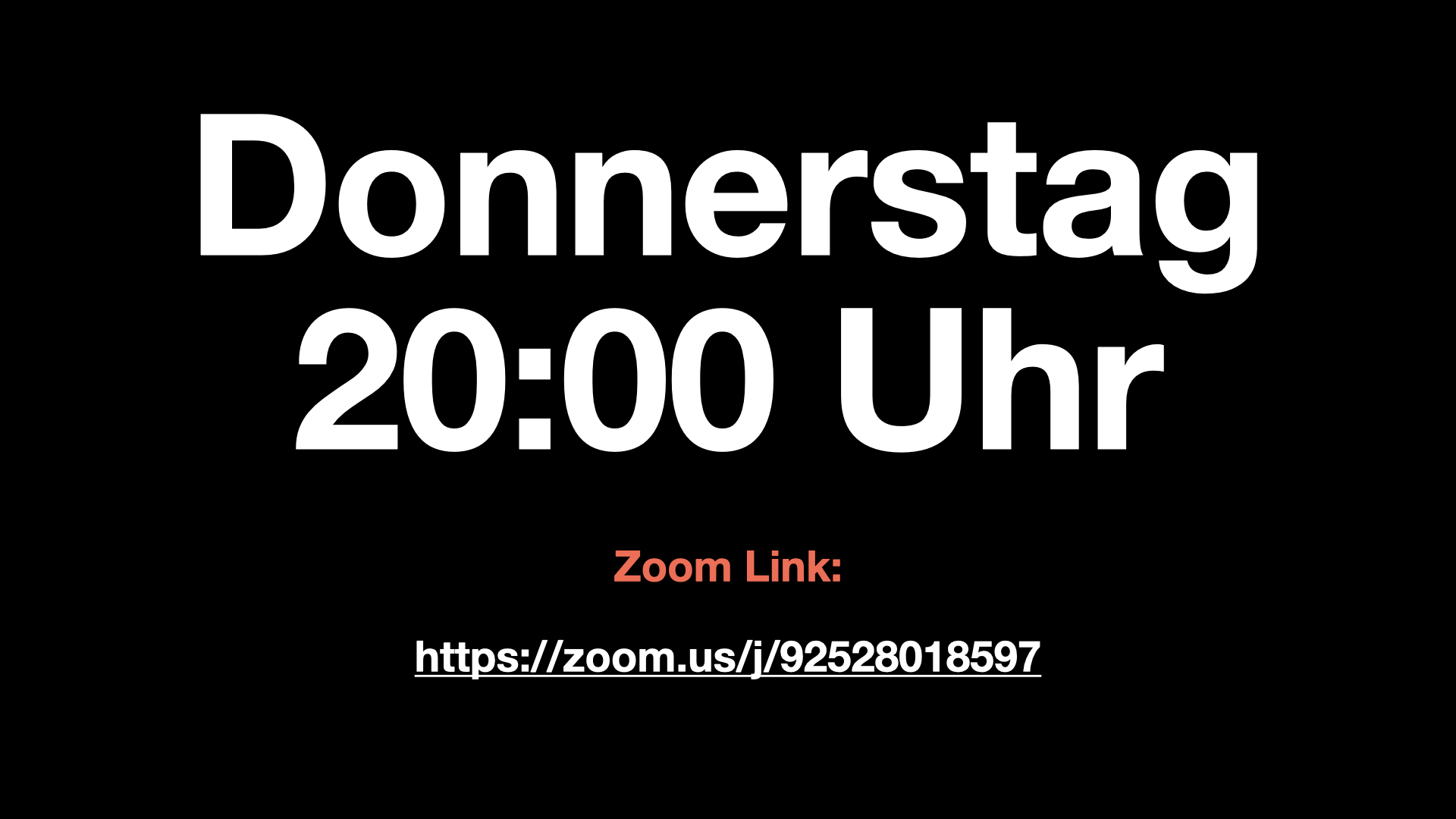 Donnerstag 20:00 Uhr